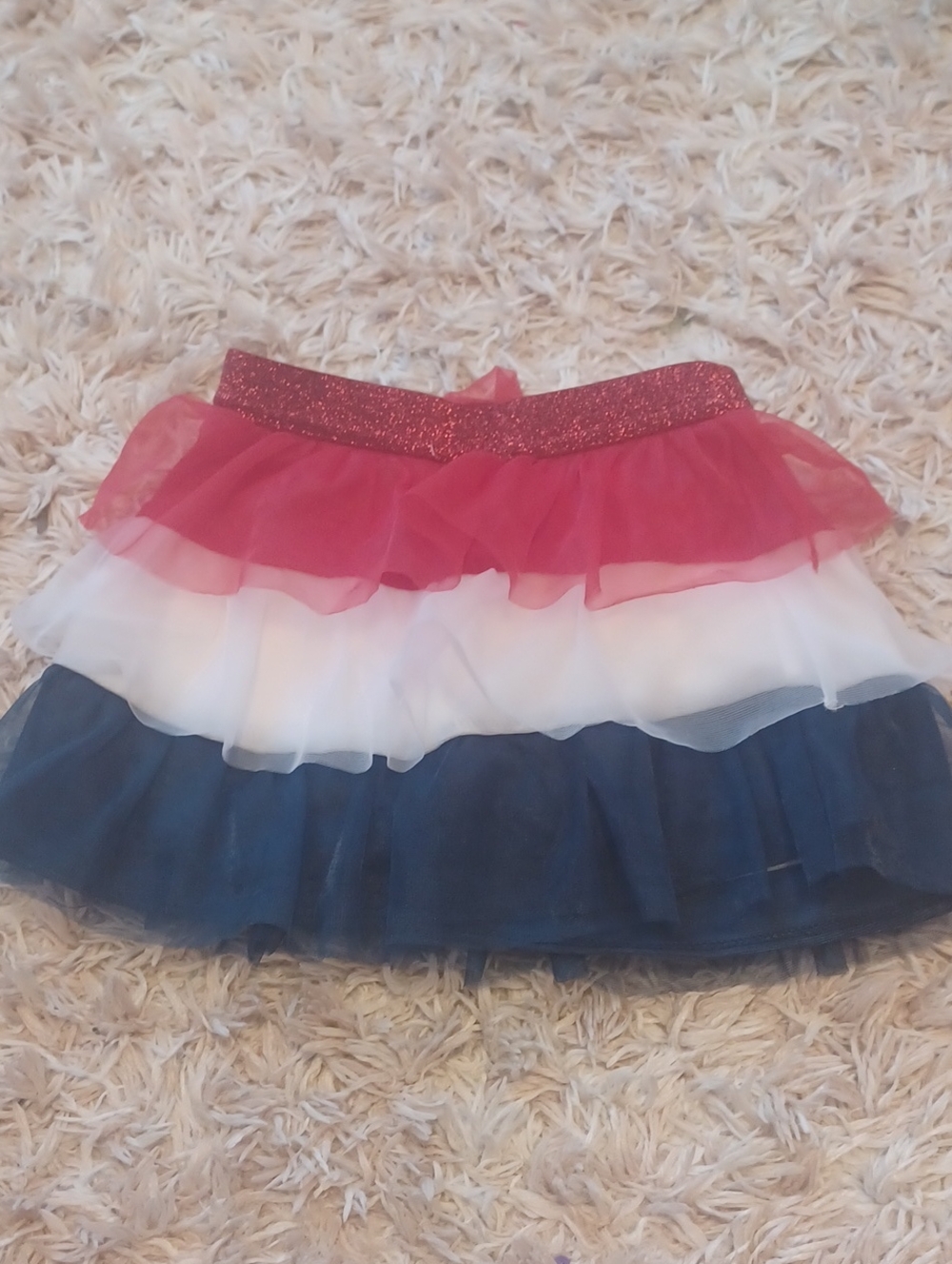 Tiered Tulle Skirt in Red White Blue